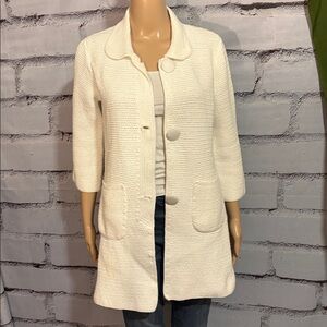 Beautiful J. Crew White 3/4 Sleeve Cardigan Jacket Size Medium